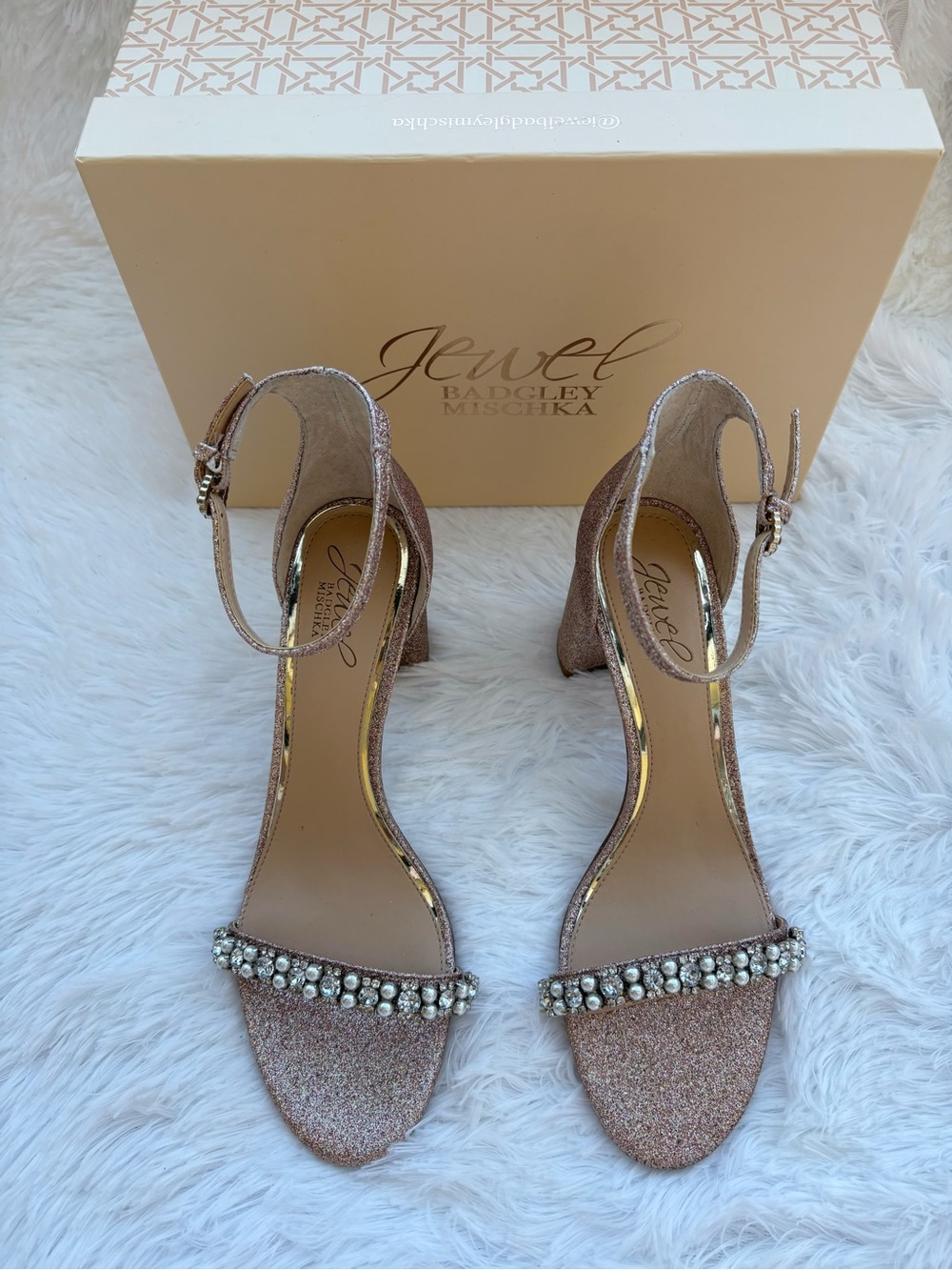 Jewel Badgley Mischka Daylann Block Heel Evening Sandals